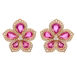 Amore Pink Sapphire Flower Earrings