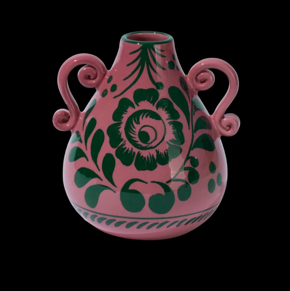 Amphora Vase in Raspberry & Pine Green