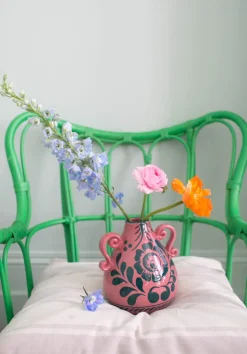 Amphora Vase in Raspberry & Pine Green