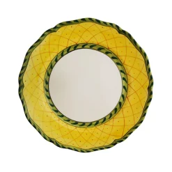Ananas Dessert Plates in Green/Yellow, Set of 6