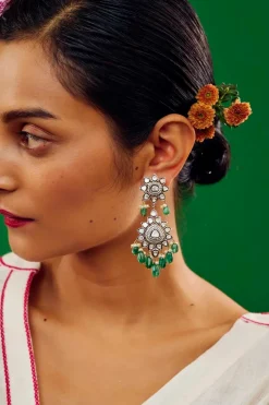 Ananya Diamond and Emerald Earrings