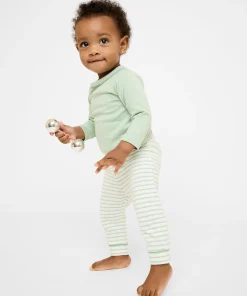 Andy Baby Legging in Dusty Seafoam Mini Stripe