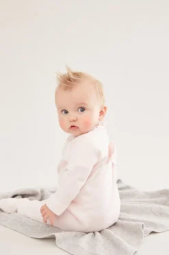 Angel Wing Pointelle Sleepsuit in Pink