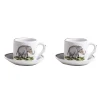 Animaux de la Savane Pair of Espresso Cups & Saucers, Elephant