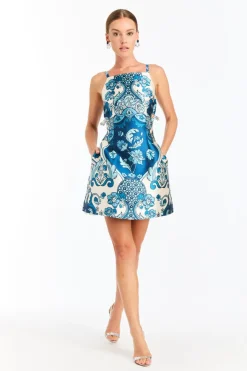 Aniston Mini Dress in Jardin Bleu