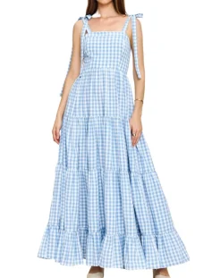 Anna Dress in Blue Gingham