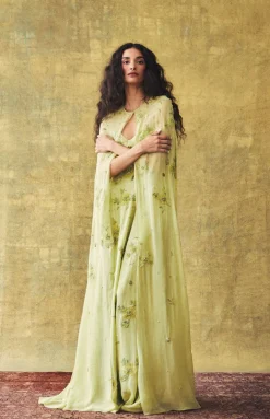 Anne Cape in Tarragon with Wildflower Clusters