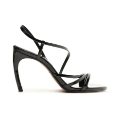 Annie Curve Patent Sandal in Black
