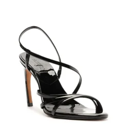 Annie Curve Patent Sandal in Black