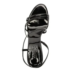 Annie Curve Patent Sandal in Black