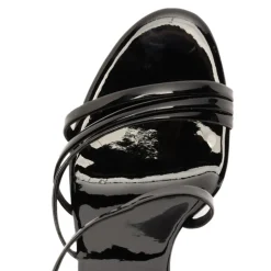 Annie Curve Patent Sandal in Black