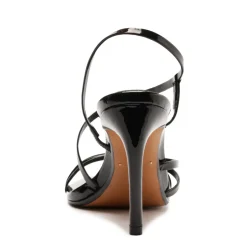 Annie Curve Patent Sandal in Black