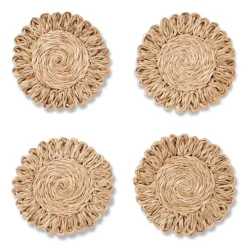 Annisa Straw Coasters in Natural, Set of 4