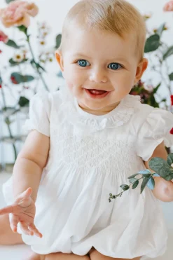 Antoinette Ceremony White Smocked Baby Bubble