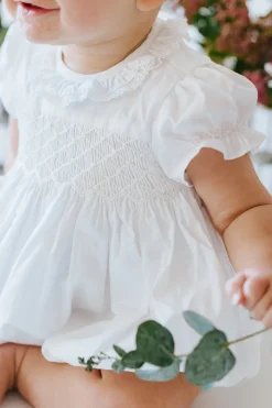 Antoinette Ceremony White Smocked Baby Bubble