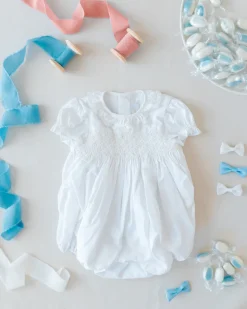 Antoinette Ceremony White Smocked Baby Bubble