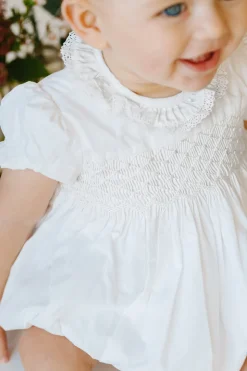 Antoinette Ceremony White Smocked Baby Bubble