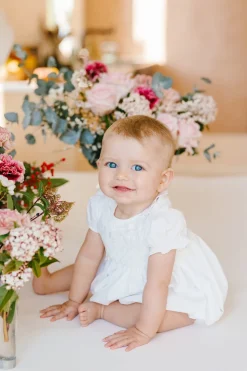 Antoinette Ceremony White Smocked Baby Bubble