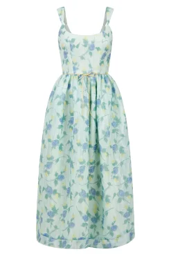 Apple Floral Organza Midi Dress