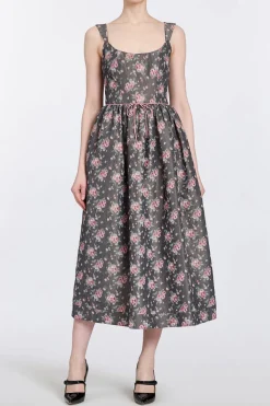 Apple Taffeta Corset Midi Dress