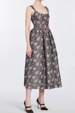 Apple Taffeta Corset Midi Dress
