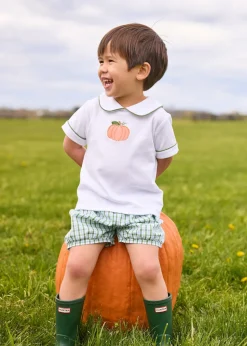 Applique Peter Pan Banded Short Set in Pumpkin