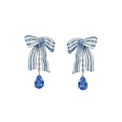 Aqua Bardot Bow Earrings