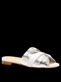Arabesque Slide in White & Silver Textured Nappa