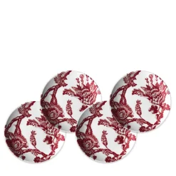 Arcadia Canape Plates in Crimson, Set of 4