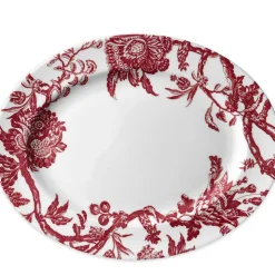 Arcadia Crimson Large Oval Rimmed Platter
