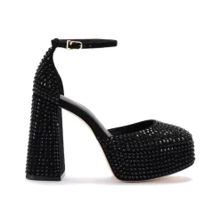 Ari Crystal Pump In Monochrome Black Suede