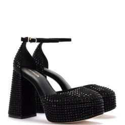 Ari Crystal Pump In Monochrome Black Suede