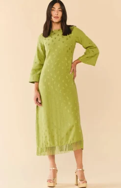 Ariana Dress in Olive Chartreuse