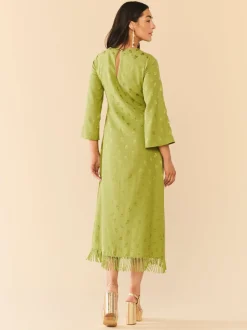 Ariana Dress in Olive Chartreuse