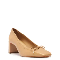 Arissa Block Nappa Leather Pump in Beige
