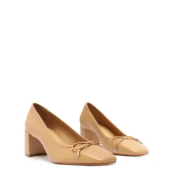 Arissa Block Nappa Leather Pump in Beige