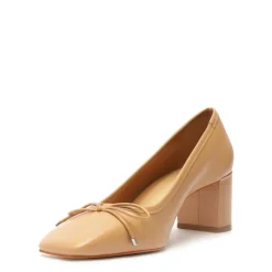 Arissa Block Nappa Leather Pump in Beige