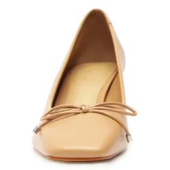 Arissa Block Nappa Leather Pump in Beige