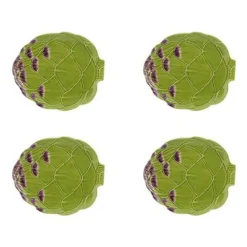 Artichoke Bread Plate in Green, set of 4