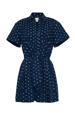 Asbury Mini Dress in Dots Navy