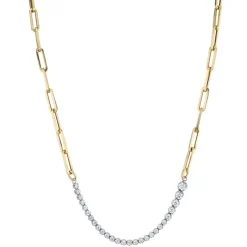 Ascending Diamonds Tennis Necklace on Rectangular Chain