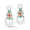 Asheville Earrings in White Enamel, Pink Opal, and Diamonds