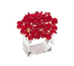 Aster Napkin Ring in Red, Set of 4