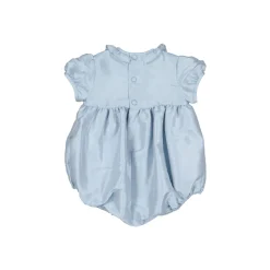 Astrid Blue Silk Smocked Baby Bubble