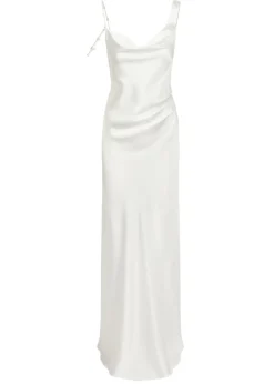 Asymmetric Cowl Dress with Pearl Straps | STYLE 019