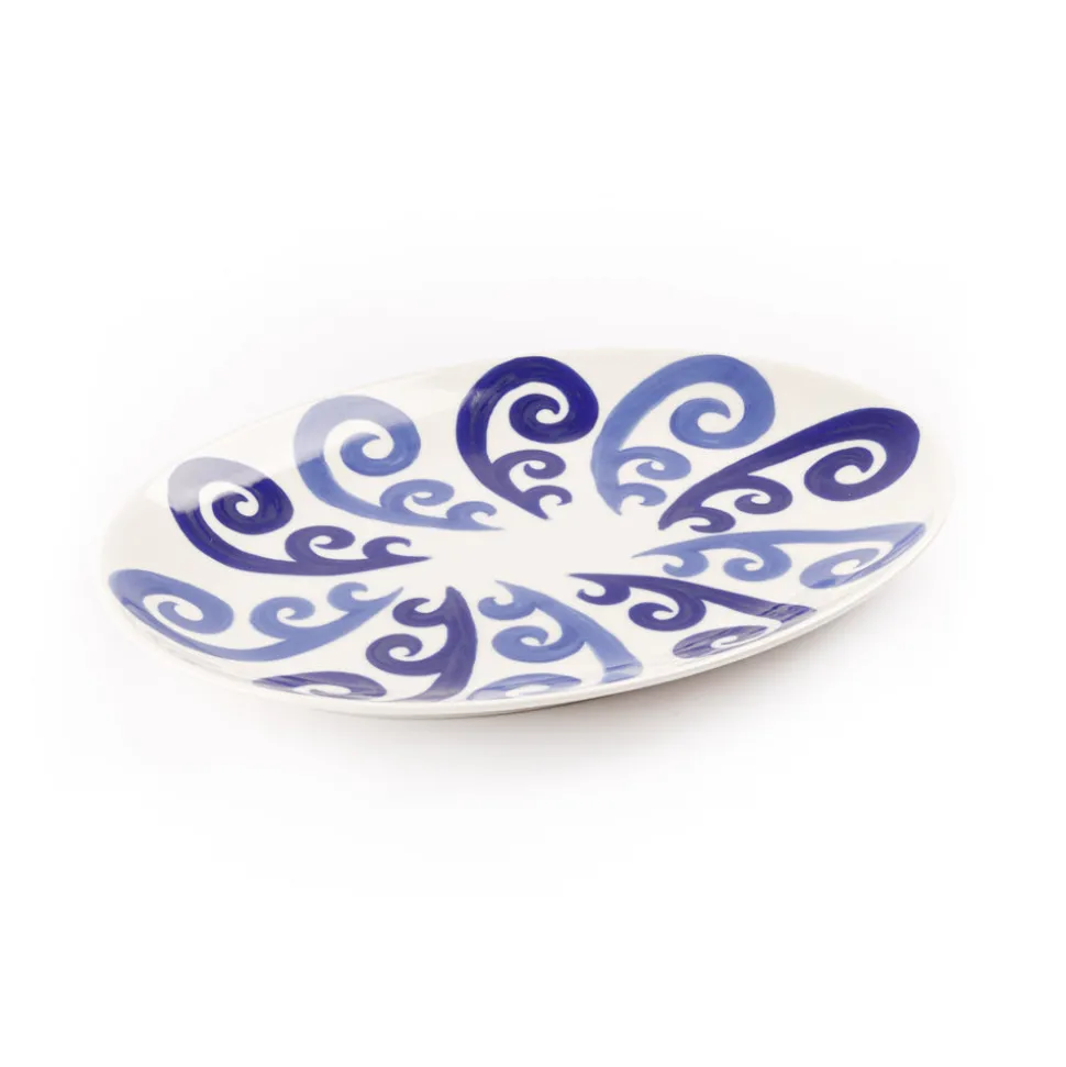 Athenee Two Tone Blue Peacock Serving Platter