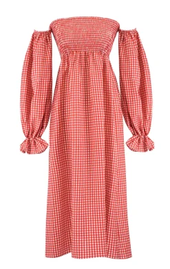 Atlanta Linen Dress in Red Gingham