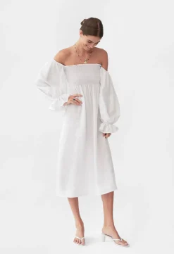 Atlanta Linen Dress in White