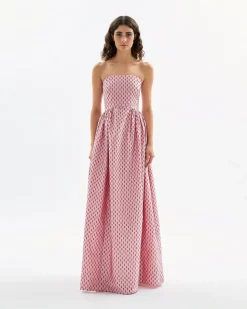 Audrey Gown in Rose Quartz & Noir Multi