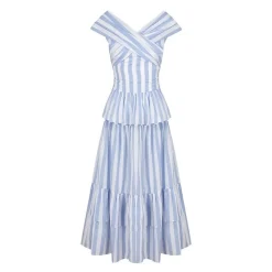 Aurelie Set in Blue & White Stripes